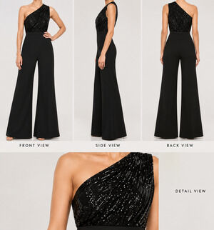 NWT Mac Duggal 26716 Black Sequin Jumpsuit Size 0